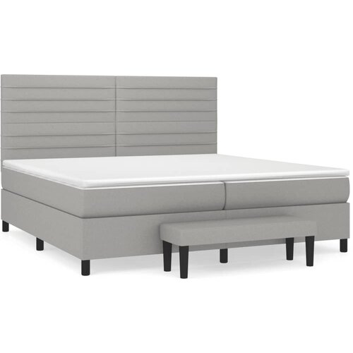 Maison Chic Box spring postelja - Vzmetna postelja z vzmetnico svetlo siva 200x200 cm blago SL19483, (21893226) Cene