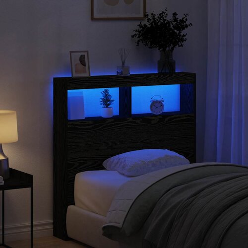 Ormarić za uzglavlje LED boja crni hrasta 100x17x102 cm Cene