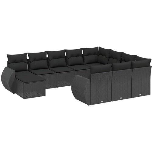  11-dijelni set vrtnih sofa od poliratana s jastucima crni Crna 71 x 62 x 69 cm Slike