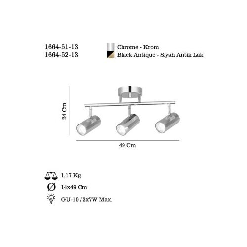 Opviq Luster Oktano-51-13, O6, 12cm, IP20 Srebrna boja Slike
