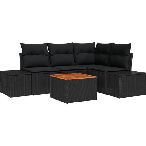 vidaXL Vrtni Sofa Set 5 Dijelova Crna Poli Ratan, Kaljeno Staklo, Čelik Cene