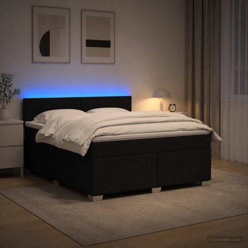  s box springom, madracem i LED-om Crna 180 x 200 cm Cene