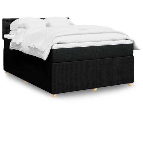 vidaXL Box spring postelja z vzmetnico črna 140x200 cm blago Cene