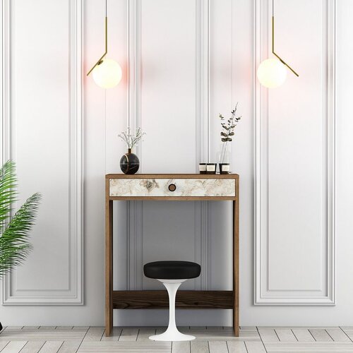 Hanah home Lizbon - Walnut, White, Marble WalnutWhiteMarble Make-Up Table Cene