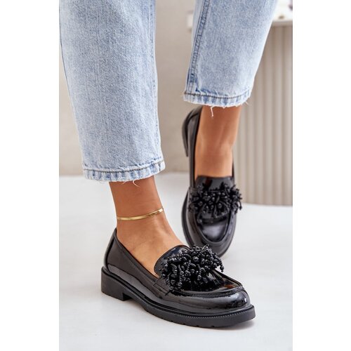 Kesi Women's patent leather moccasins S.Barski black Cene