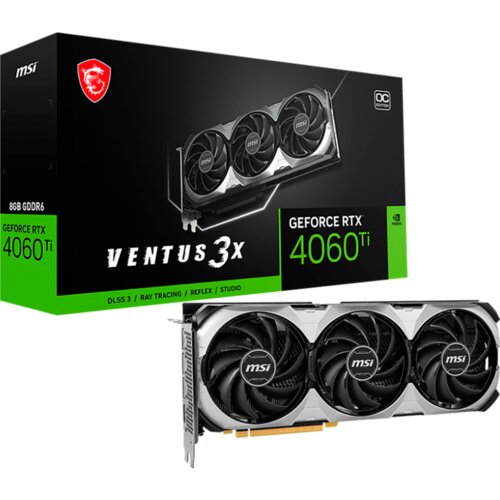 MSI Video Card NVidia RTX 4060 Ti VENTUS 3X 8G OC (8GB GDDR6/128bit, PCI-E 4.0 x8, 1×8 pin, Retail) Cijene