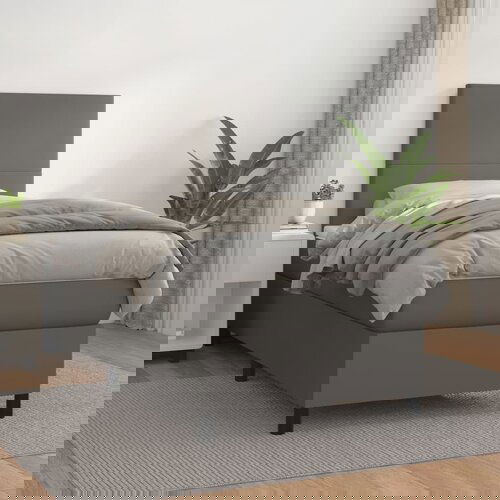 VidaXL Box spring postelja z vzmetnico siva 90x200 cm umetno usnje Slike