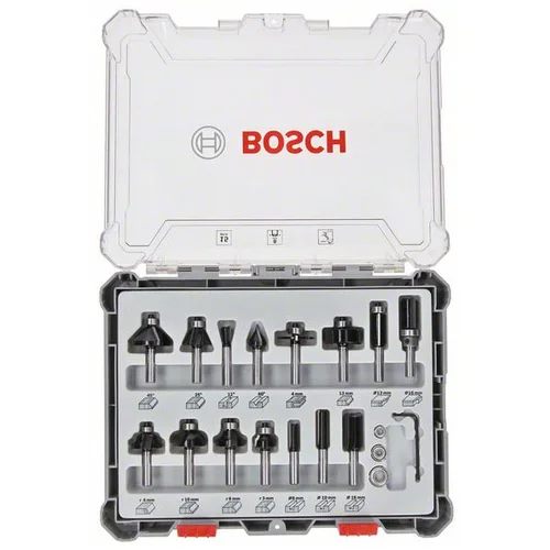 Bosch 15 tlg Mixed Fräser Set 8mm Schaft