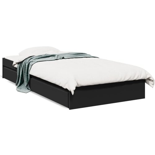Maison Chic Posteljni okvir - Enojna postelja - Postelja za odrasle s predali črn 100x200 cm inženirski les, (21695337) Slike