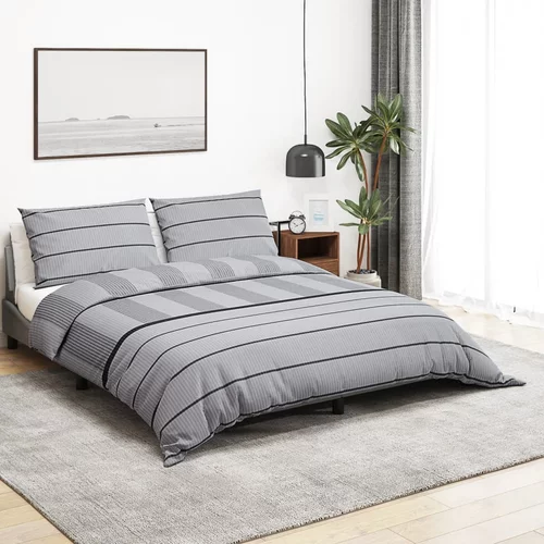  Set posteljine za poplun sivi 225x220 cm pamučni