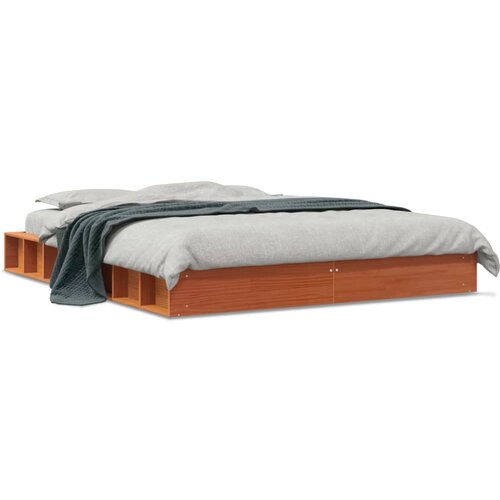 vidaXL Posteljni okvir voščeno rjav 150x200 cm trdna borovina Cene