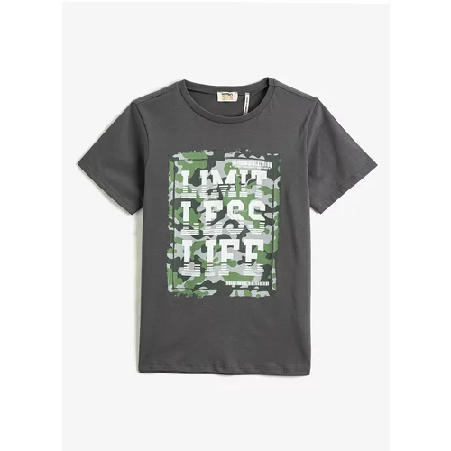 Koton Printed Anthracite Boys T-shirt 3skb10029tk
