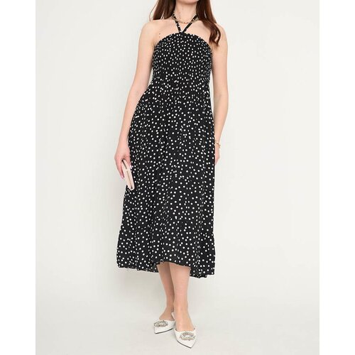 Resti Women's black polka dot midi dress - Clothing Cene
