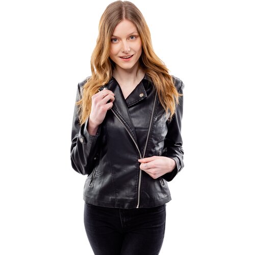 Glano Women's Leatherette Jacket - Black Cene