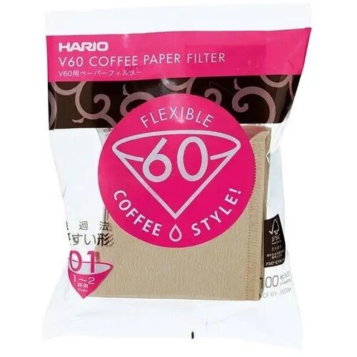 Hario Filtri za kavo Misarashi V60-01 Unbleached 100 pak, (5000531940) Slike