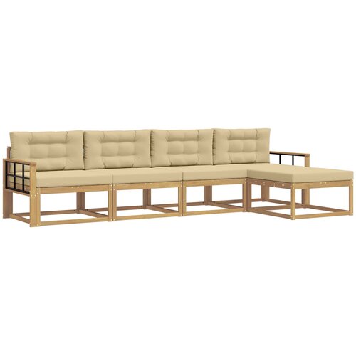  Set vanjskih sofa 4 kom. Bijela i bež Poliester Slike