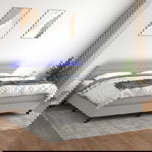 The Living Store Box spring postelja z vzmetnico LED sv. siva 160x200 cm blago - Box Spring Postelja, (21520901) Slike