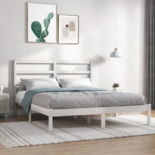 Furnova Posteljni okvir brez vzmetnice bel 140x200 cm trdna borovina, (21938939) Slike