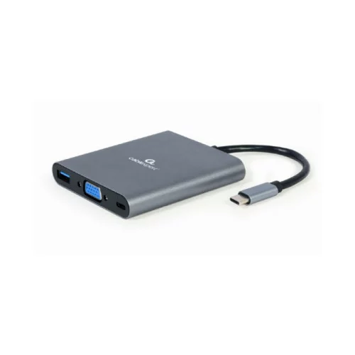 Gembird Adapter USB-C 6-v-1 USB, HDMI, VGA, PD, čitalec kartic + audio, (20441977)