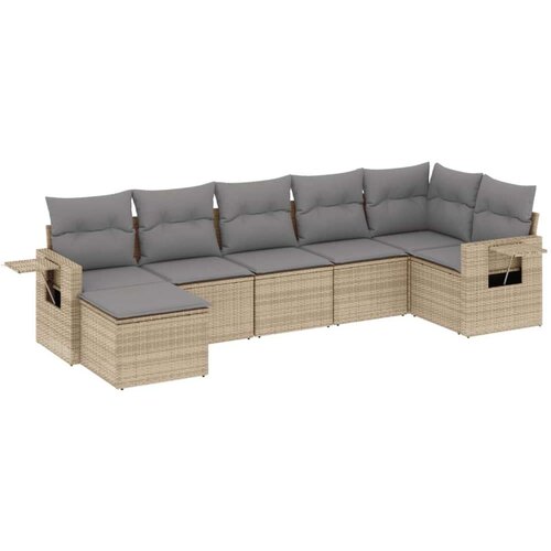 VidaXL 7-dijelni set vrtnih sofa od poliratana s jastucima bež Slike