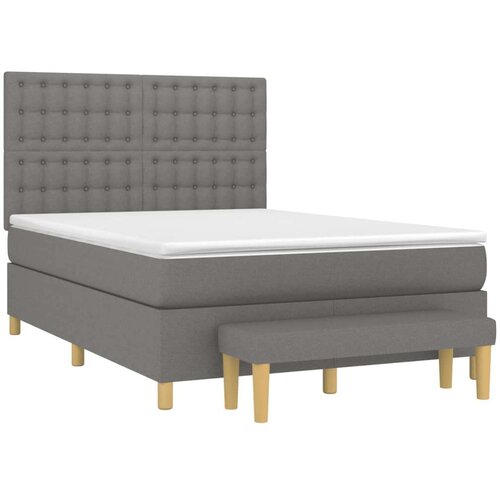  Krevet s oprugama i madracem tamnosivi 140x190 cm od tkanine Slike