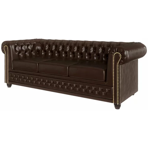 Ropez Tamno smeđa sofa od imitacije kože 203 cm York -