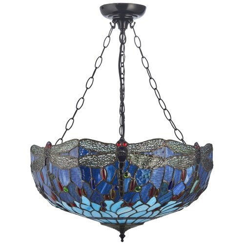 Endon 112250 - Luster na lancu Tiffany DRAGONFLY 3xE27/60W/230V prečnik 50 cm Slike