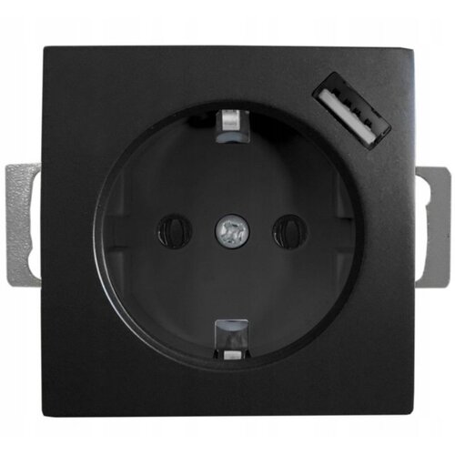 Quadra vtičnica schuko + usb enojna brez okvirja črna 230V Cene