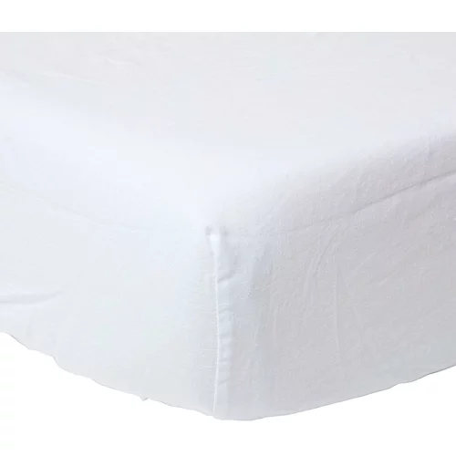 HOMESCAPES White Linen Fitted Sheet, 140x190 cm, (20747745)