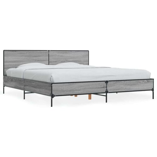  Posteljni okvir siva sonoma 200x200 cm inž. les in kovina Slike