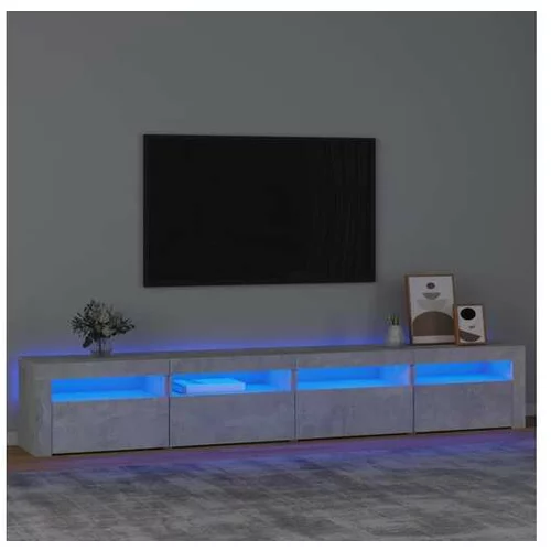  TV omarica z LED lučkami betonsko siva 240x35x40 cm
