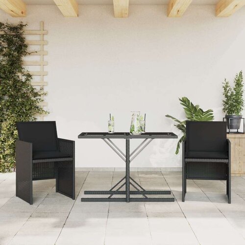  3-dijelni bistro set s jastucima crni od poliratana Cijene