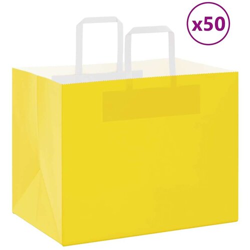 Papirnate vrećice 50 kom s ručkama žute 32x22x24 cm Cene