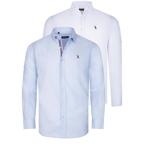 Dewberry DUAL SET G674 MENS SHIRTS-WHITE-LIGHT BLUE Cijene