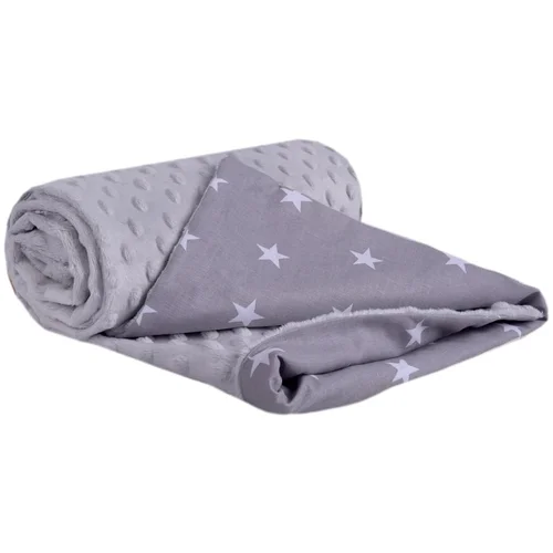 Medi Partners Blanket 75x100 cotton + minky – White stars on gray + gray minky