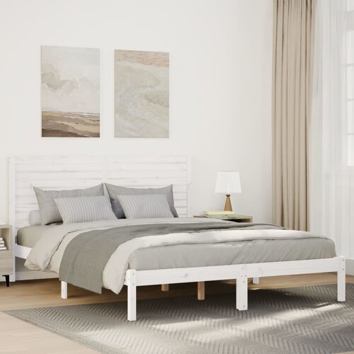  Dugi okvir kreveta bez madraca bijeli 140 x 220 cm masivno drvo Cijene