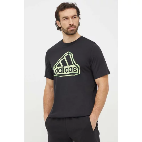 Adidas Pamučna majica za muškarce, boja: crna, s tiskom