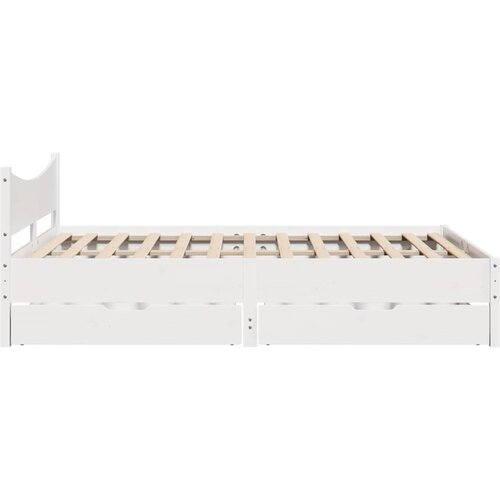  Okvir za krevet s ladicama bijeli 135 x 190 cm od borovine Slike