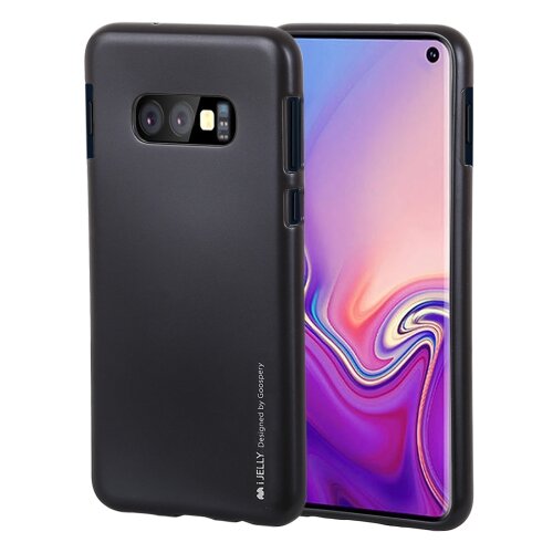  Gumijasti / gel etui Mercury i-Jelly Metal Case za Samsung Galaxy S10e - črni Slike