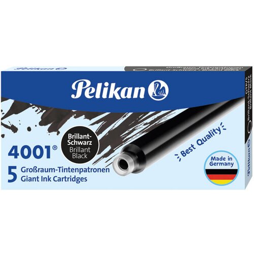  TINTA ZA NALIVPERO PATRONE DUGE PK5 4001 PELIKAN 310615 CRNA Slike