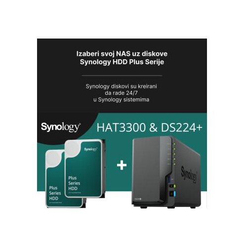 Synology nas bundle DS224+ sa preinstaliranim 2 x 4TB HAT3300-4T Cene
