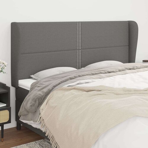  Uzglavlje s u&amp;scaron;ima tamnosivi 203x23x118/128 cm od tkanine Slike