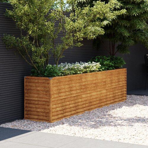 VidaXL Vrtna visoka greda 291x50x69 cm corten jeklo Slike