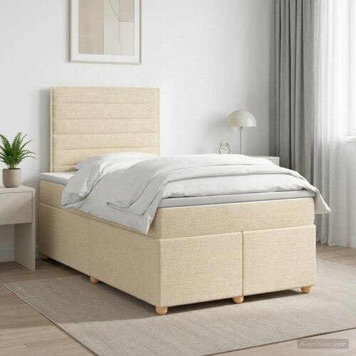  Boxspring krevet s madracem Krem 120 x 200 cm Tkanina - Krem 120 x 200 cm Dizajn linija Cijene