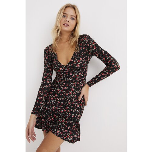 Cool &amp;amp; Sexy Women&amp;#039;s Black Double Breasted Voluminous Seasonal Skater Dress Slike