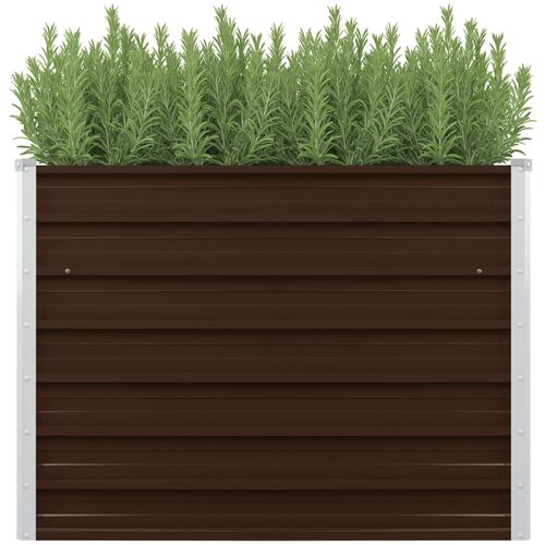 vidaXL Povišena vrtna gredica smeđa 100 x 100 x 77 cm pocinčani čelik Cijene