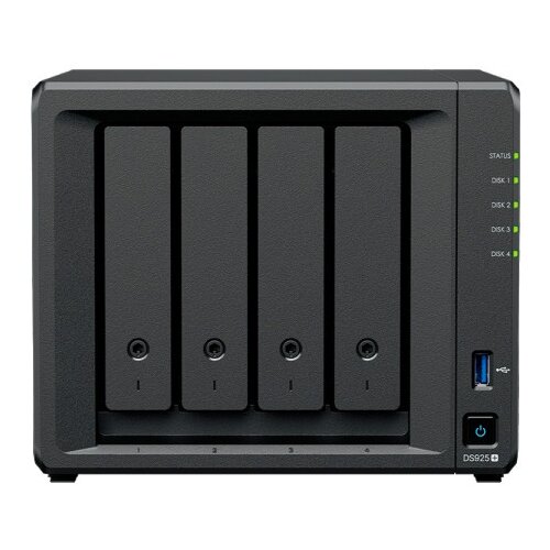 Synology diskstation ds925+ tower, 4-bays 3.5'' sata hdd/ssd, 2 x m.2 2280 nvme ssd slot, cpu amd ryzen v1500b 4-core 2.2 ghz, 4 gb ddr4 ec Cene