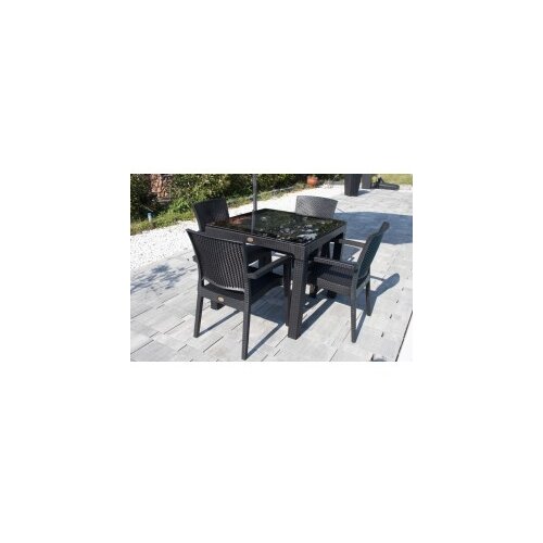  Bastenski set zeugma 4 stolice i sto sa staklom 90x90 crna Slike