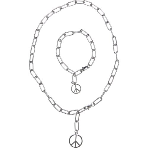 Urban Classics Accessoires Y Chain Peace Pendant Necklace And Bracelet silver Slike