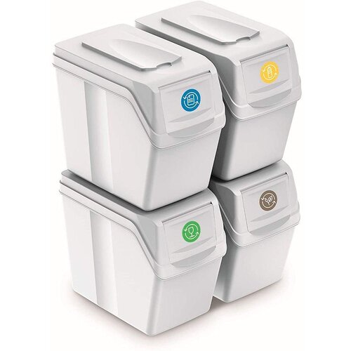  Set 4x 20L ko&amp;scaron;ev za ločevanje odpadkov Sortibox beli Slike